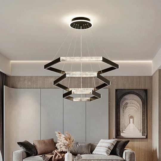 Simple Chandelier Living Room Lamp Black Creative Led Restaurant Nordic Personality Bar Bedroom