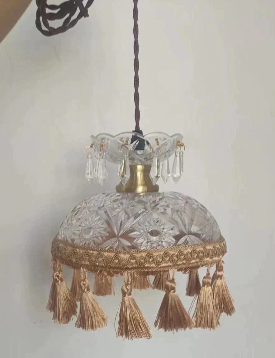 Copper Tassel Chandelier Pastoral Room Bedroom Bedside Lamp Bar Aisle Pendant