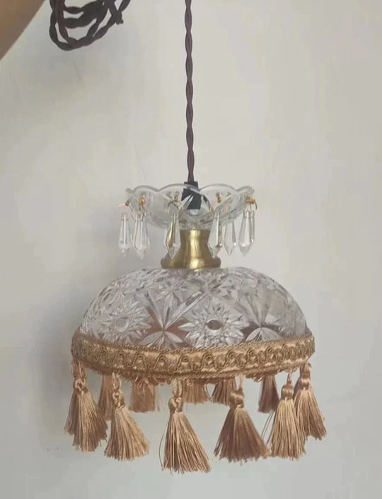 Copper Tassel Chandelier Pastoral Room Bedroom Bedside Lamp Bar Aisle Pendant
