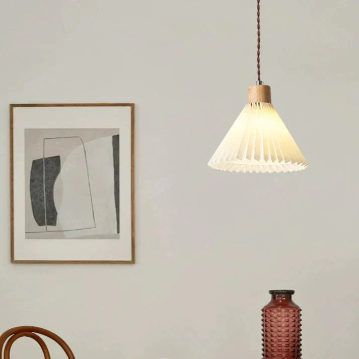 Nordic Pleated Bedside Chandelier Solid Wood Household Bedroom Dining Room B&amp;B Minimalist Creative