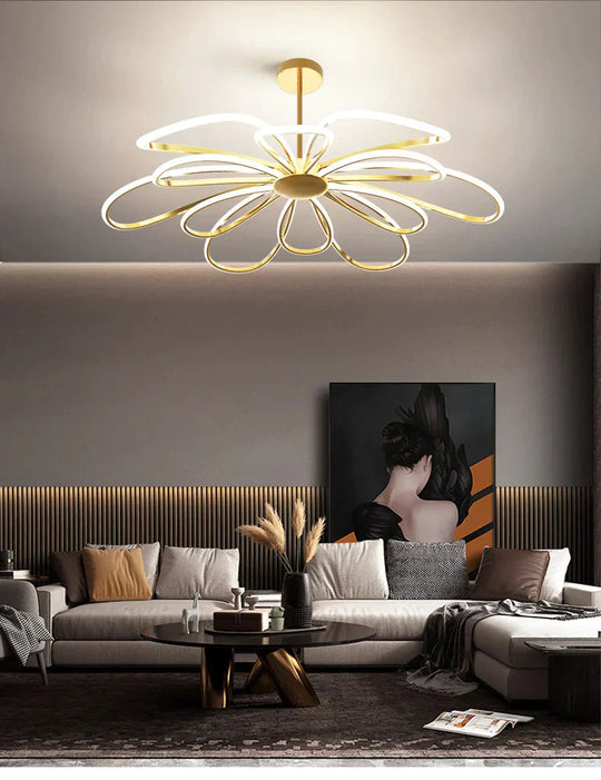Petal Shaped Chandelier Simple Suction And Hanging Dual - Purpose New Led Bedroom Lamp Double / Tri