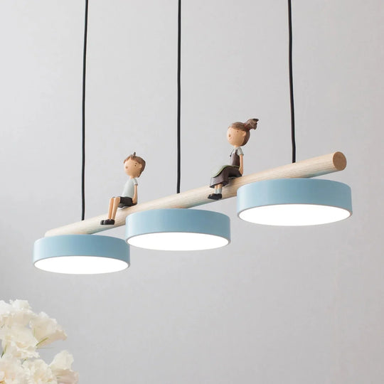 Restaurant Chandelier Three Head Bar Wooden Bird Pendant