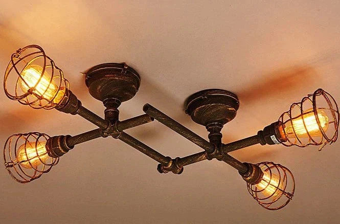 Retro Industrial Style Creative Restaurant Bar Iron Corridor Stair Lamp Water Pipe Ceiling As Show