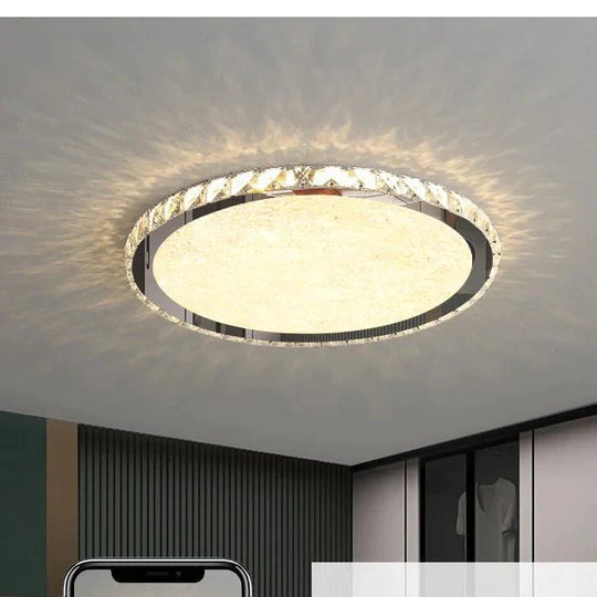 Bedroom Lamp Round Simple Modern Living Room New Light Luxury Romantic Household Led Crystal Ceiling