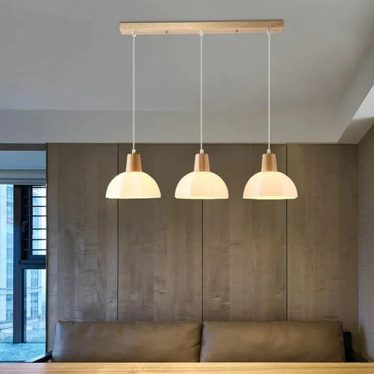 Nordic Restaurant Small Chandelier Solid Wood Creative Personality Single Head Three Bedside Bar