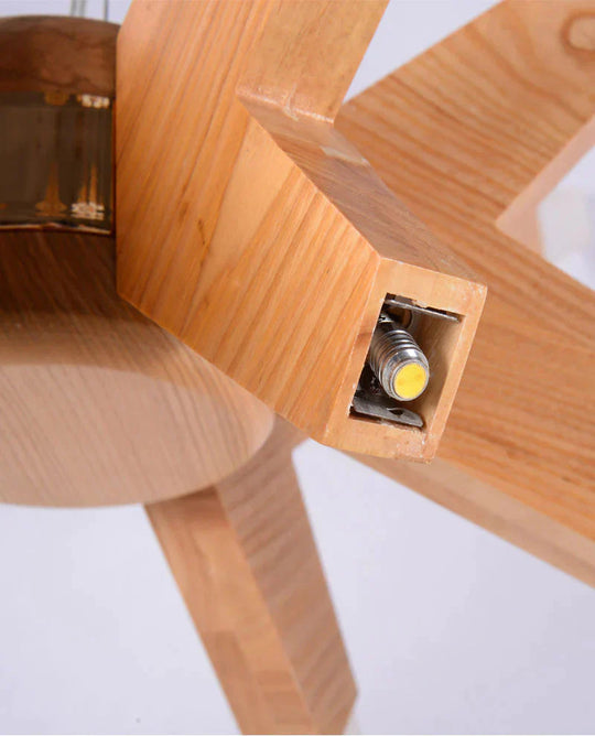 Nordic Led Chandelier Creative Restaurant Personalized Living Room Bedroom Hotel Decorative Wooden