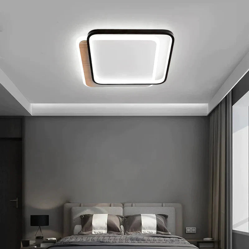 Ceiling Lamp Bedroom Creative Square Modern Simple Study Household Warm Romantic Room Black / L