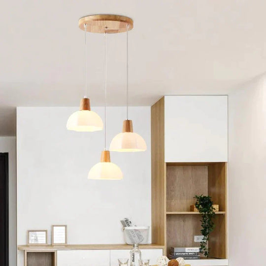 Nordic Restaurant Small Chandelier Solid Wood Creative Personality Single Head Three Bedside Bar