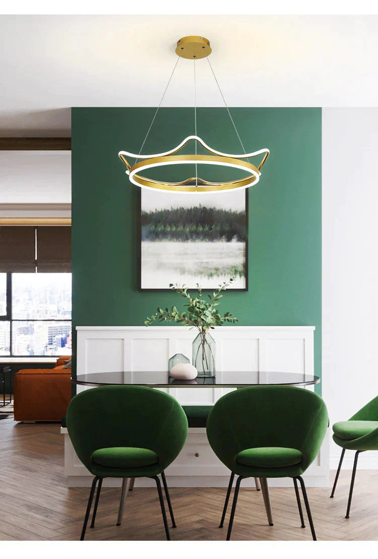 The Living Room Is Simple With Modern Crown Led Chandeliers Pendant