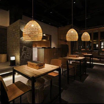Restaurant Tatami Bedroom Study Lamp Garden B&amp;B Led Living Room Rattan Chandelier Pendant