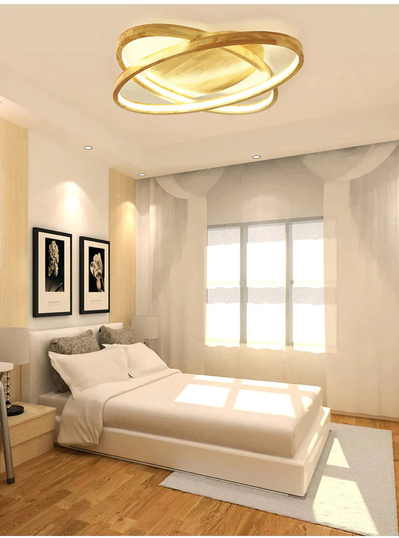Ceiling Lamp Modern Japanese Simple Bedroom Led Creative Warm Atmosphere Wooden Living Room