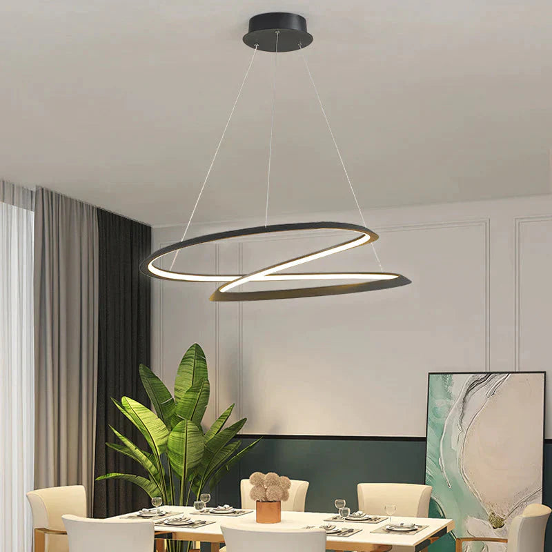 Household Simple Led Dining Room Lights Bedroom Wrought Iron Circular Lighting Lamps Pendant