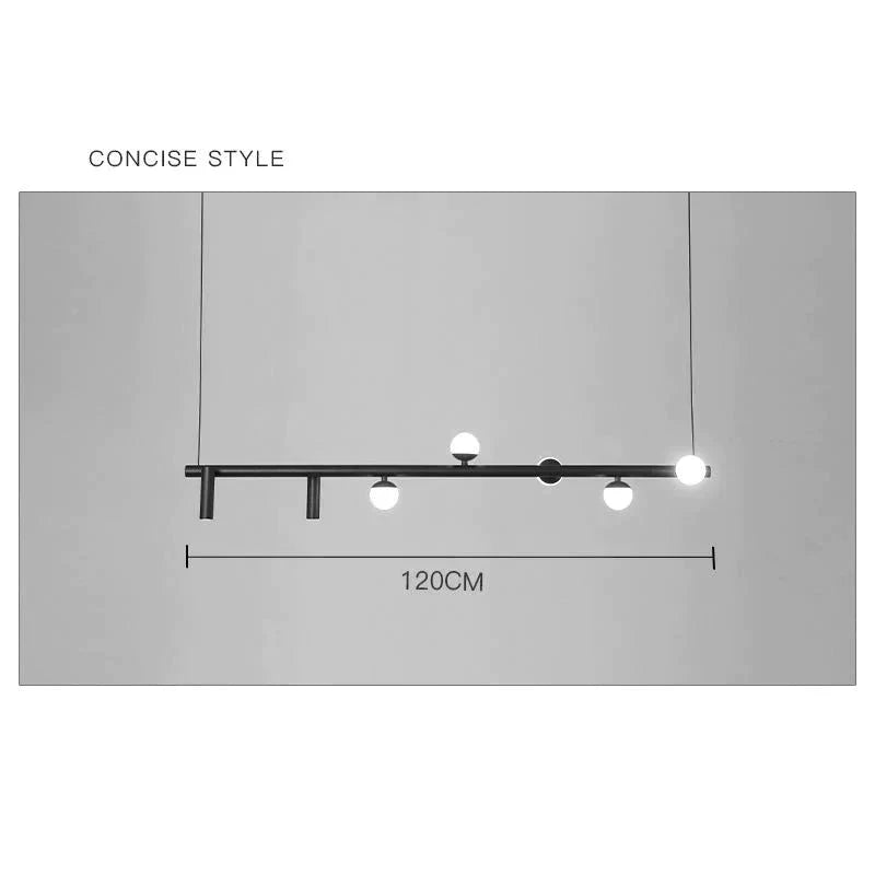 Simple Chandelier Led Dining Room Lamp Modern Nordic Living Studio Designer Bar Black / 7 Heads