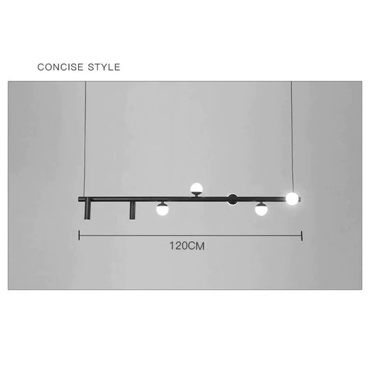Simple Chandelier Led Dining Room Lamp Modern Nordic Living Studio Designer Bar Black / 7 Heads
