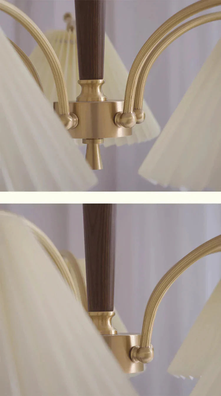 American Simple Copper Pleated Chandelier Pendant