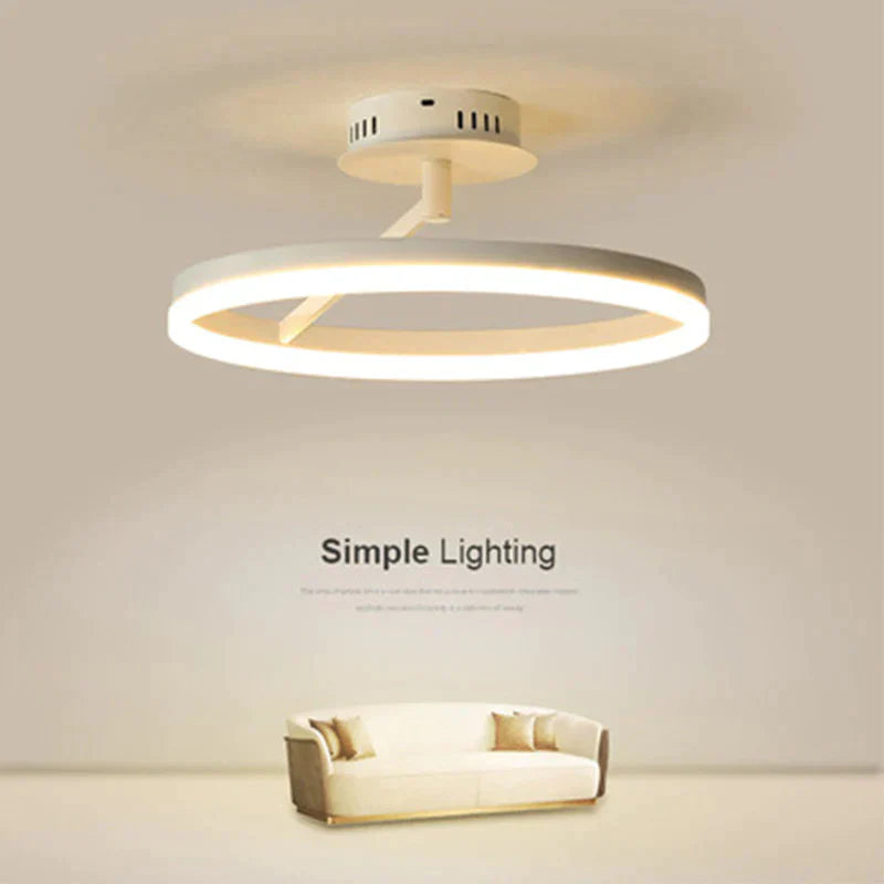 Black And White Led Ceiling Lamp Bedroom Modern Simple Living Room Net Red Round Dia40Cm / Light
