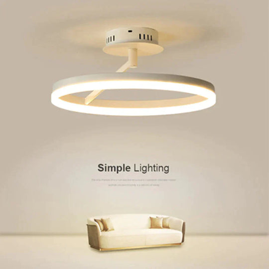 Black And White Led Ceiling Lamp Bedroom Modern Simple Living Room Net Red Round Dia40Cm / Light