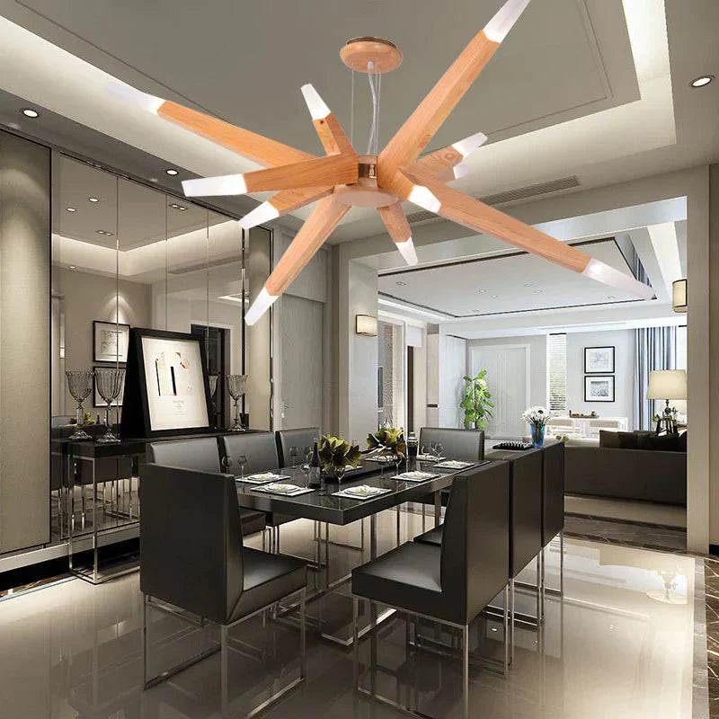 Nordic Led Chandelier Creative Restaurant Personalized Living Room Bedroom Hotel Decorative Wooden