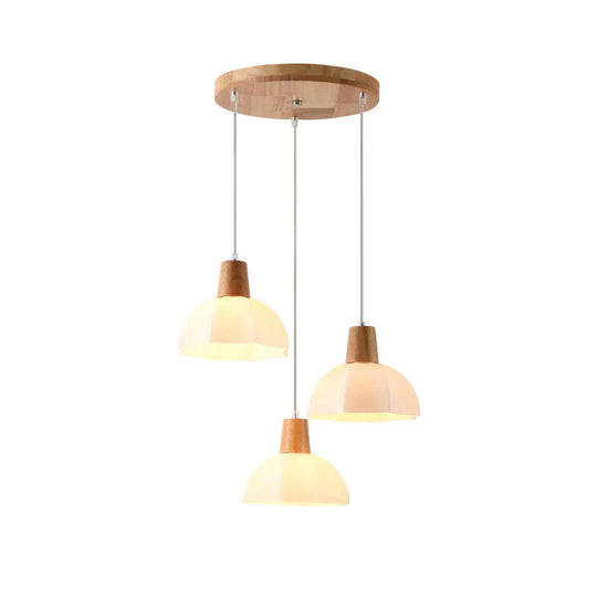 Nordic Restaurant Small Chandelier Solid Wood Creative Personality Single Head Three Bedside Bar