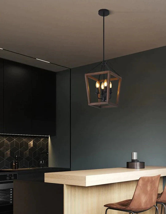 American Retro Four - Headed Iron Chandelier Pendant