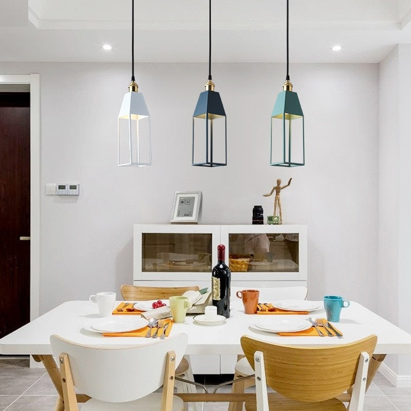 Nordic Modern Macaroon Colorful Led Pendant Light Individual Creative Hanging Lamp Restaurant