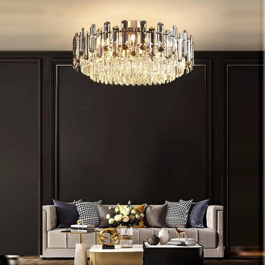 Modern Crystal Led Luxury Ceiling Lights - Round Lamps For Indoor Home Lighting &amp; Living Room Decor