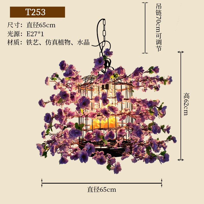 Pastoral Style Exquisite Simulation Flower Arrangement Pendant Light Theme Restaurant Cafe