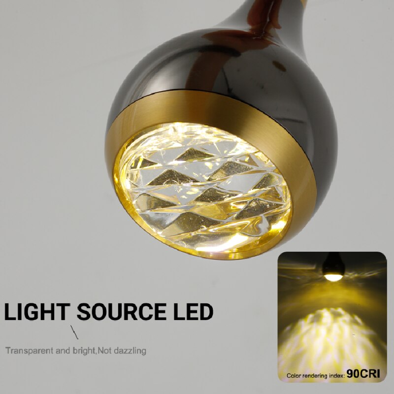 Black Staircase Led Pendant Ligh Modern Living Room Loft Hanging Lamp Villa Hotel Apartment Long