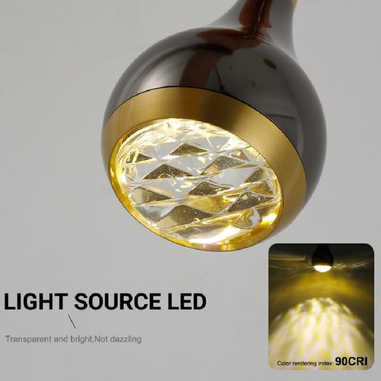 Black Staircase Led Pendant Ligh Modern Living Room Loft Hanging Lamp Villa Hotel Apartment Long
