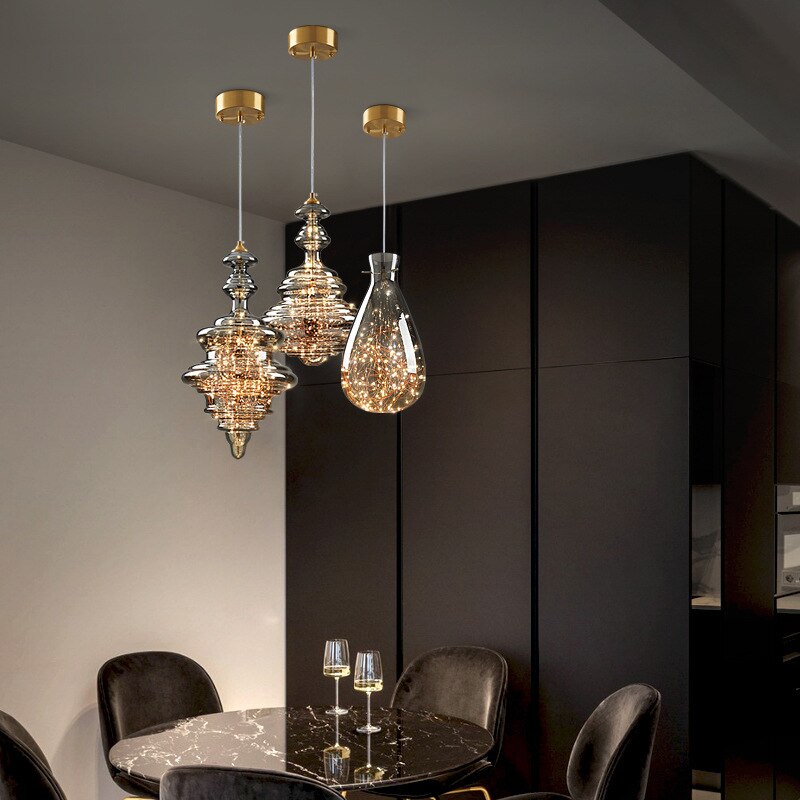 Creative Led Glass Lamp Store Cafe Dining Room Kitchen Table Decor Pendant Lights Modern Indoor