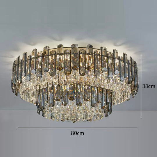 Modern Crystal Led Luxury Ceiling Lights - Round Lamps For Indoor Home Lighting &amp; Living Room Decor