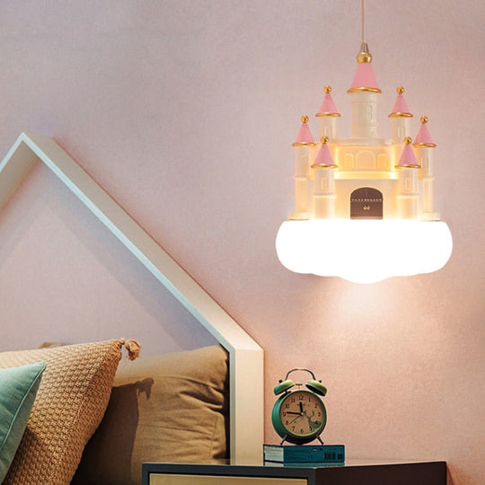 Creative Castle Pendant Lamp Chandelier For Children Room Bedroom Light Girl Bedside Ceiling