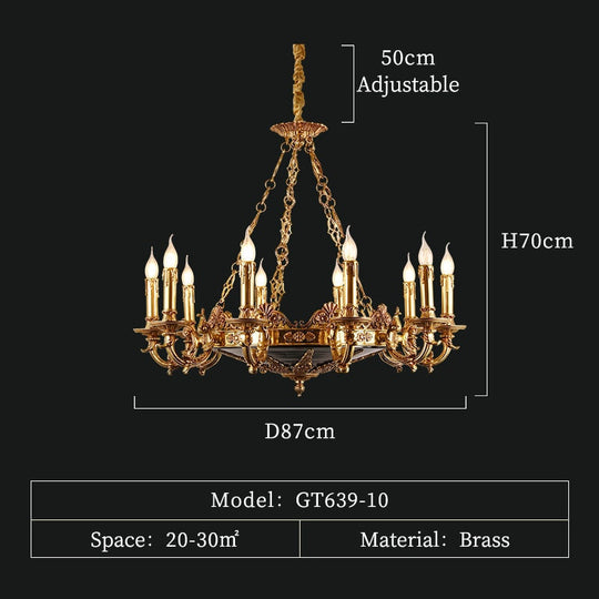 French Mid Century Chandeliers Luxury Classical Foyer Pendant Light Antique Brass Chandelier Lustre