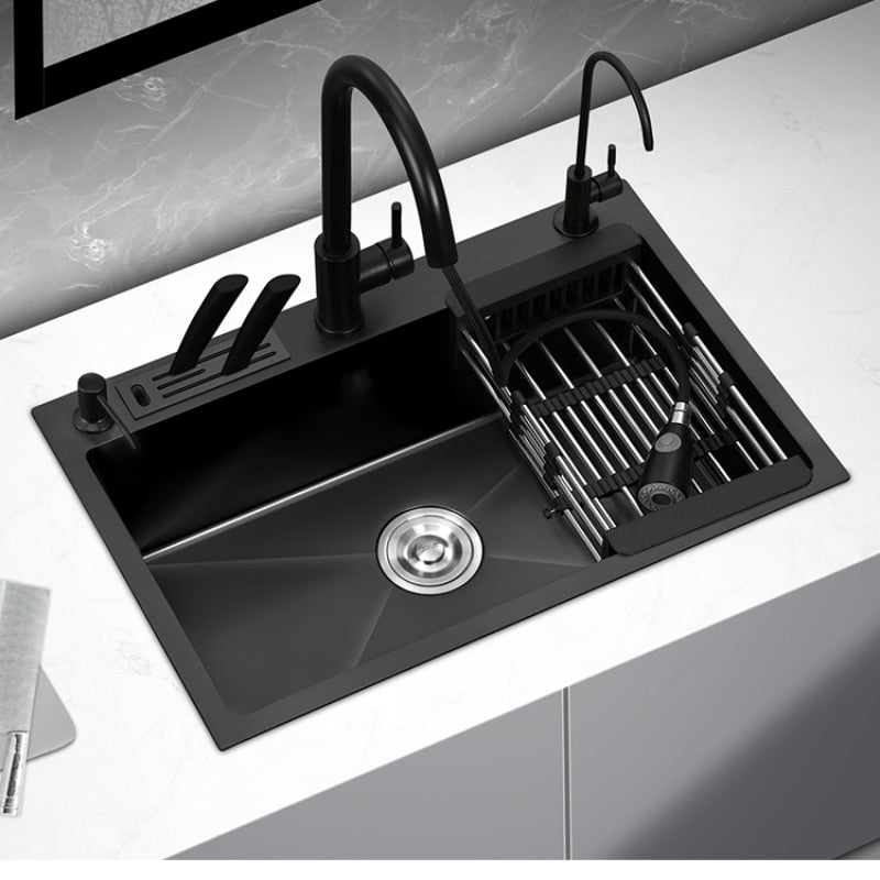 Black Stainless Steel Single Bowl Kitchen Sink Undermount Dishwasher Sink