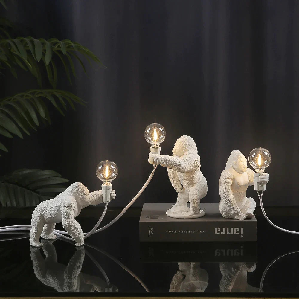 Resin Led Table Lamp Italian Orangutan Night Light Gorilla Desk Lamp Living Room Bedroom Bedside