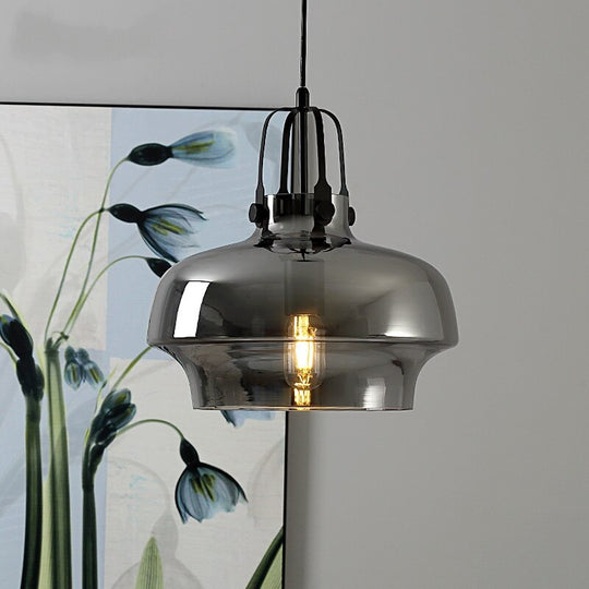 Nordic Design Restaurant Cognac/Gray Glass Pendant Lights Simple Modern Light Fixtures Balcony Bar
