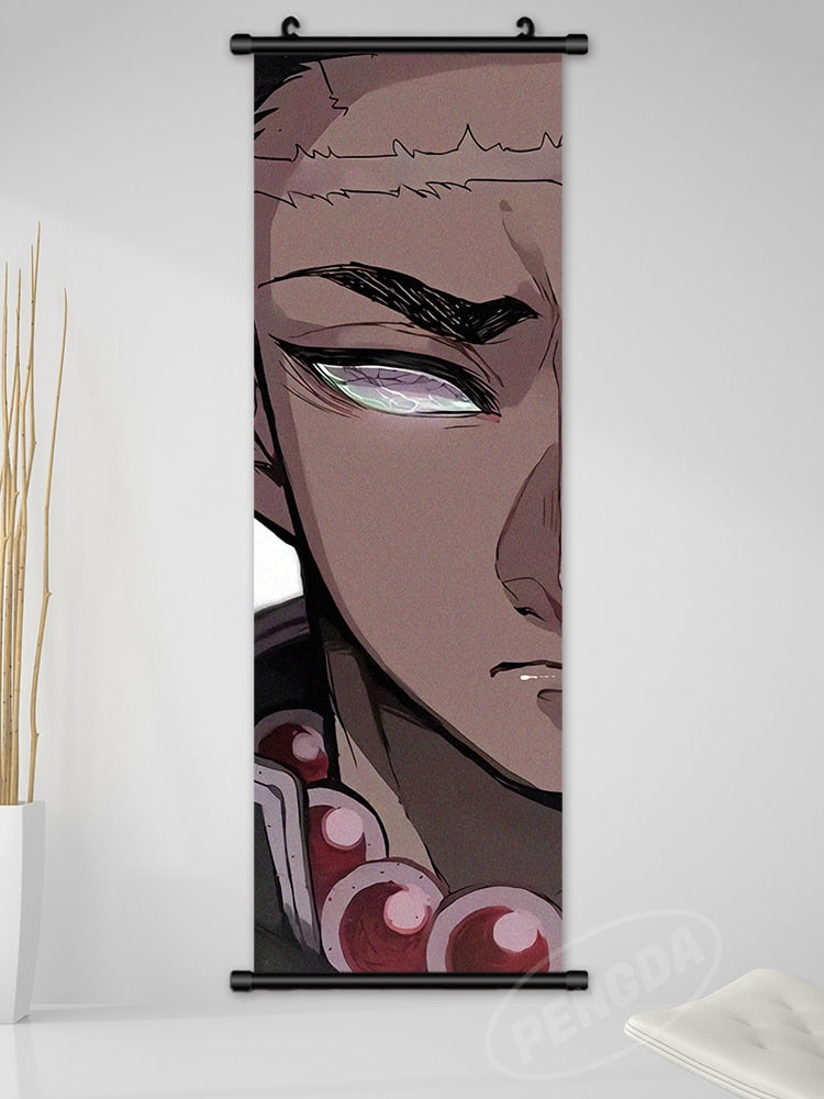 Demon Slayer Anime Scroll Art - Rengoku Kyoujurou Canvas Poster For Home Decor 25X75Cm / Burgundy