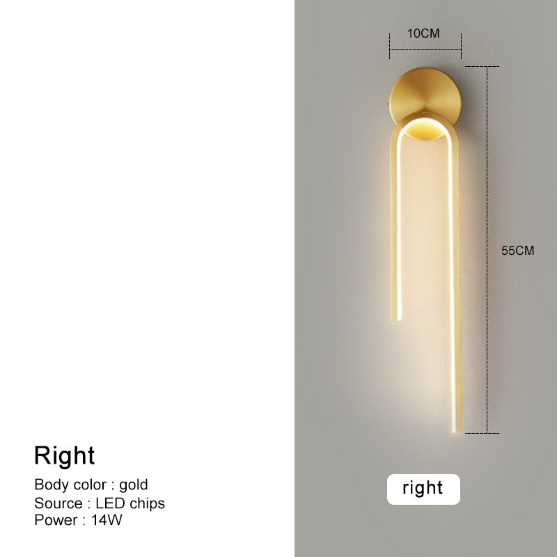 Modern Minimalism Led Wall Lamp For Indoor Home Bedroom Fixture Black Gold Lights Living Room