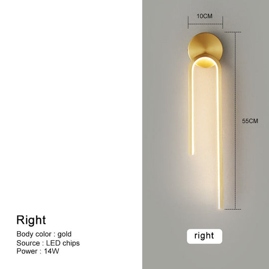 Modern Minimalism Led Wall Lamp For Indoor Home Bedroom Fixture Black Gold Lights Living Room