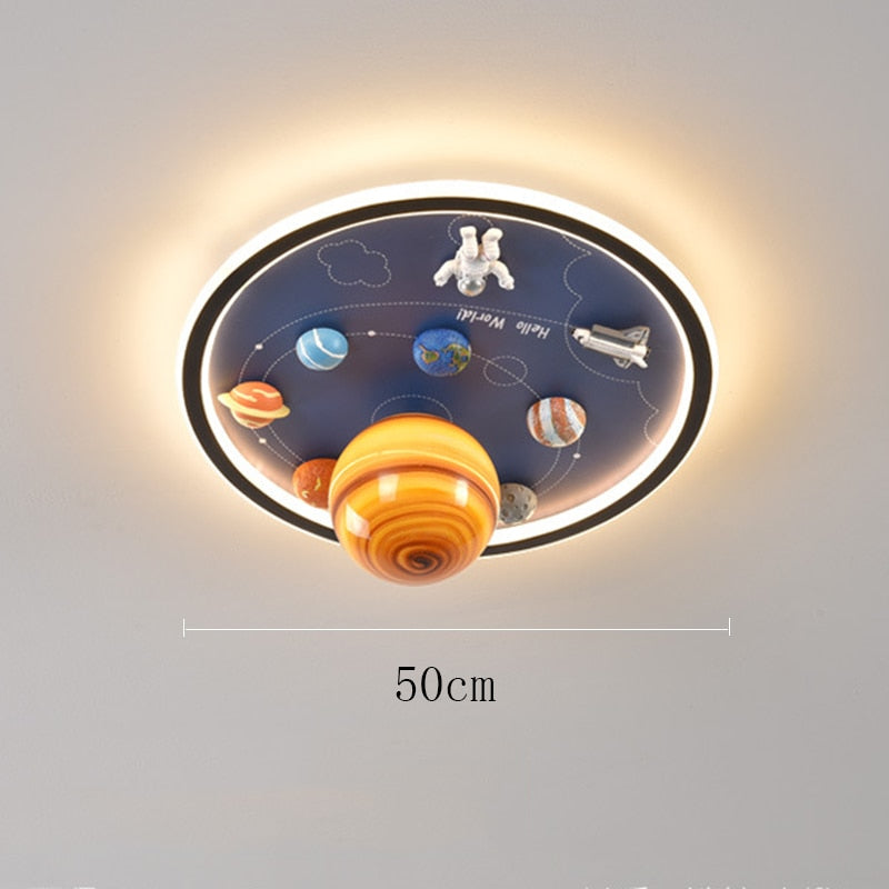 Astronaut Space Planet Ceiling Lights Dreamy Kids Children Bedroom Led Lamp Decor Diorama 3D Galaxy