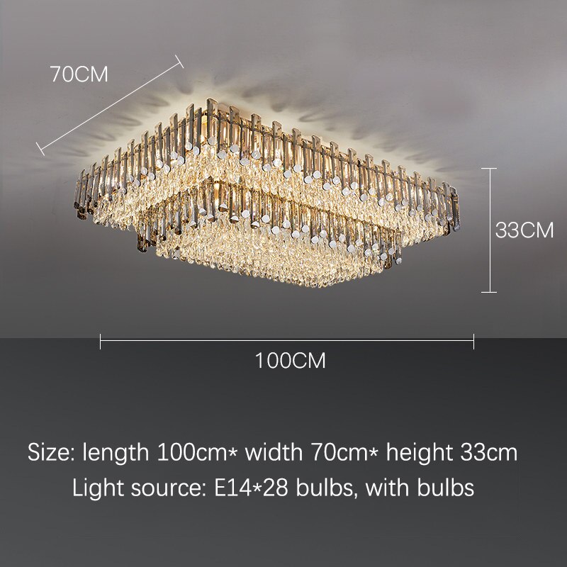 Modern Luxury Crystal Ceiling Chandelier For Living Dining Room New Design Kitchen Rectangular Led