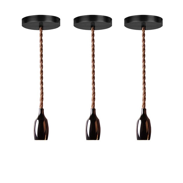 Retro Hemp Rope Industrial Chandelier Base Electroplating Bottle Pendant E27Lamp Holder Kitchen