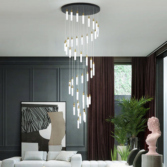 Duplex Stair Long Chandeliers High - Rise Apartment Rotating Jump - Storey Loft Ceiling Decoration