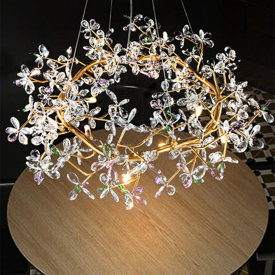 Liana French Crystal Gold Pendant Lamp For Dining &amp; Villas Chandelier
