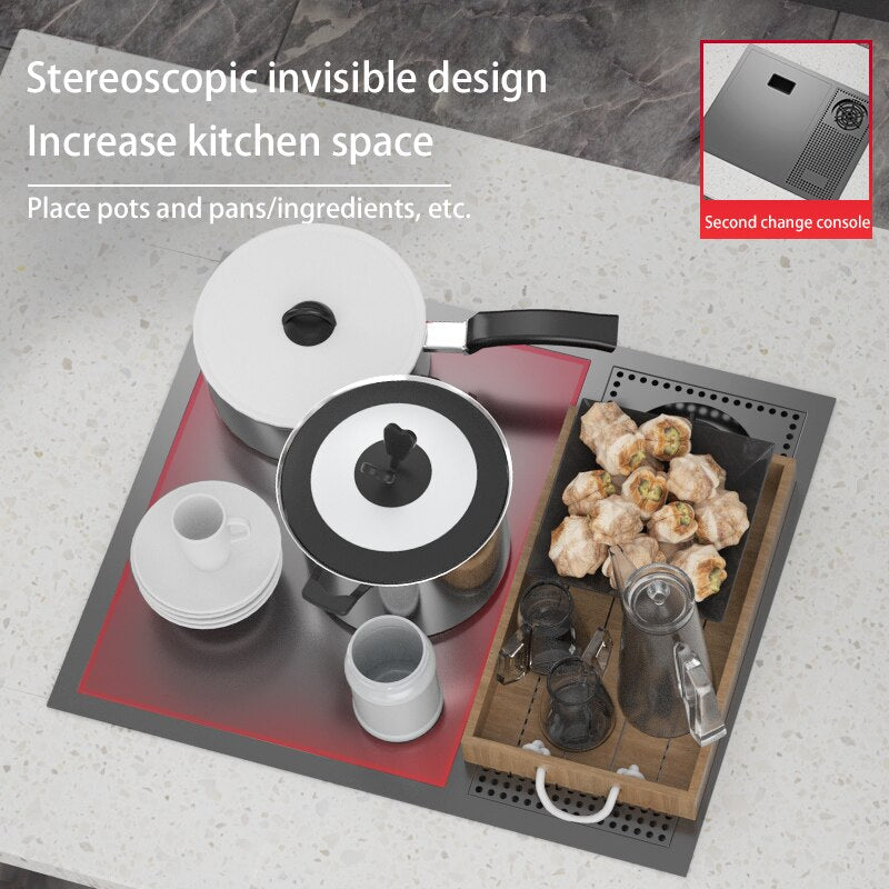 Hidden Cup Washer Sink Nano Stainless Steel Kitchen Bar Invisible To Make A Camper Van With Cover