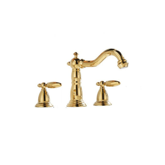 Basin Faucet Brass Rose Gold Widespread Bathroom Antique Sink Faucets 3 Hole Hot And Cold Water Tap