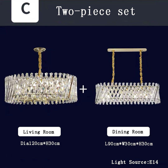 Nordic Luxury Gold Crystal Led Ceiling Lamp - Dimmable Chandelier For Home Decor &amp; Dining Room Set