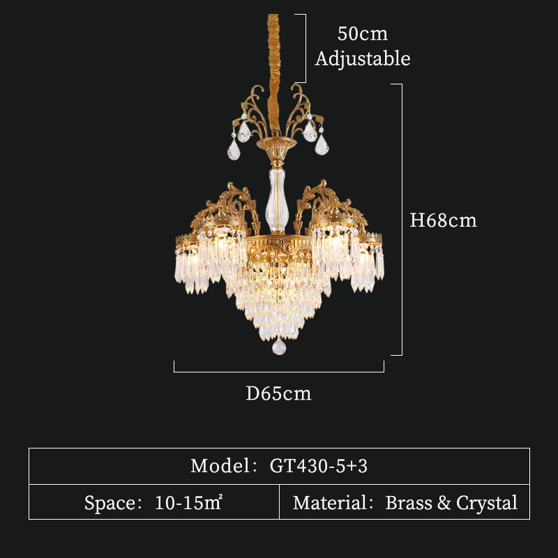 Victoria Solid Brass/Copper Hanging Light Fixture Pendants Raindrop Crystal Glass Prism Chandelier