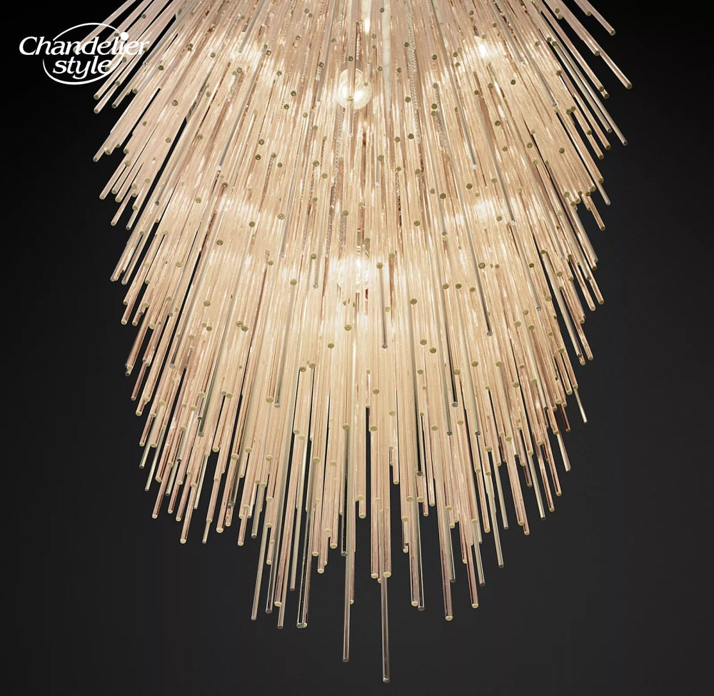 Cascada Square Chandeliers Modern Vintage Led Tassel Glass Brass Chrome Black Pendant Lights Living