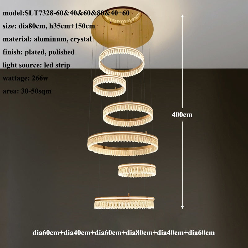 Duplex Nordic 5 Layer Led Luxury Crystal Designer Chandelier Lustre Lighting Modern New Style